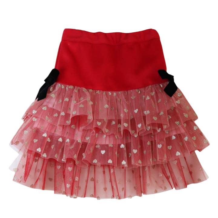 25629 Roter Rock mit Tüll für den Großhandel von Phi Clothing