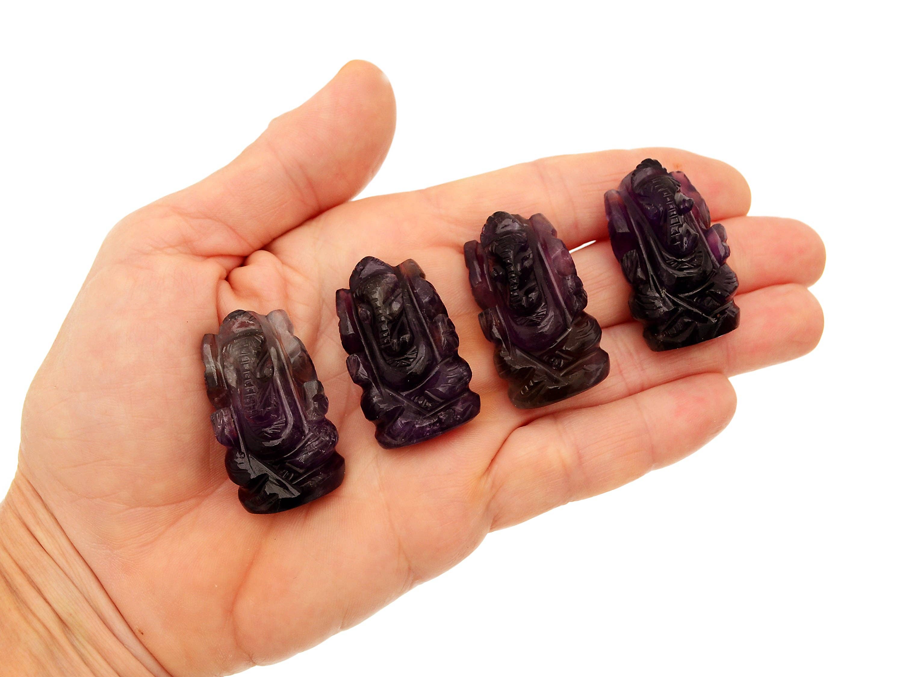 Kaia & Crystals - Wholesale Spiritual Stone/Crystal - Mini Amethyst Ganesha Sculpture (35mm) - Hand Carved Crystal6