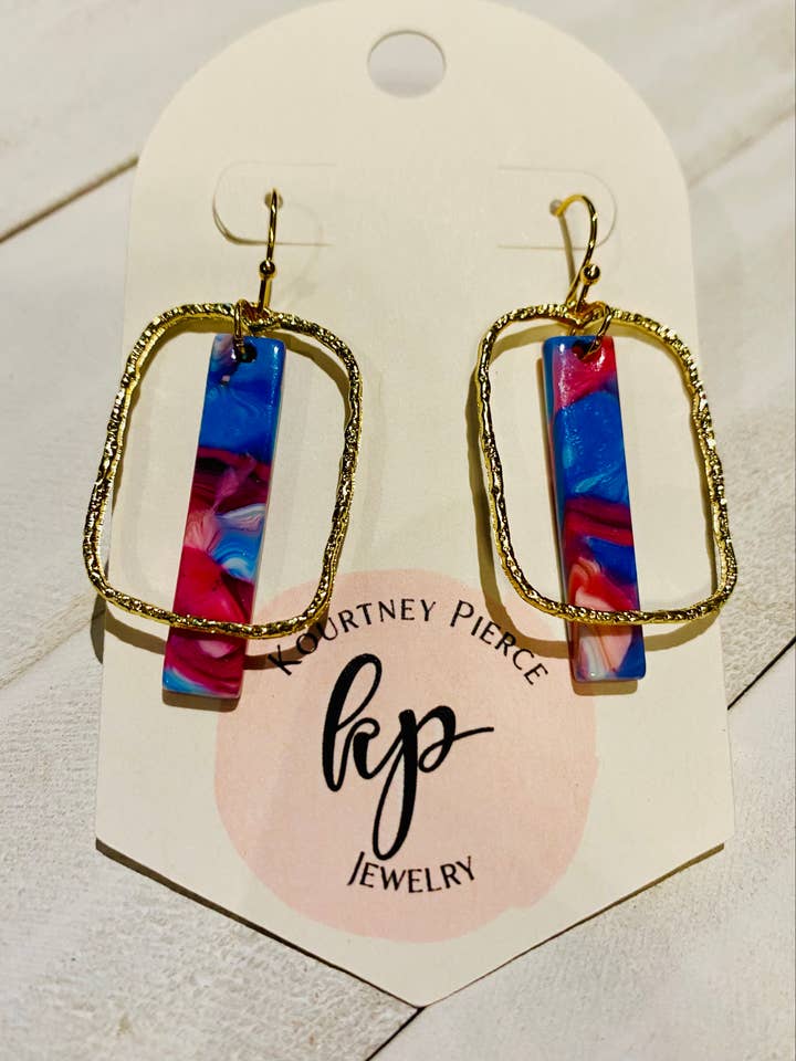Acrylic & Gold “KP Design” Earrings for wholesale by KP Designs
