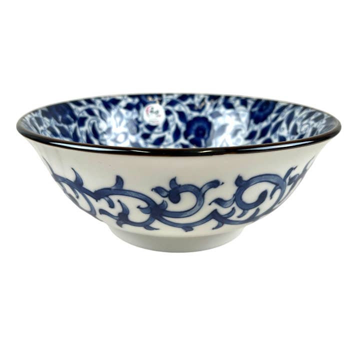40oz 8"Dia x 3.25"H Koimaribotan Porcelain Large Ramen Bowl JP (4/32) for wholesale by Urban Tokyo