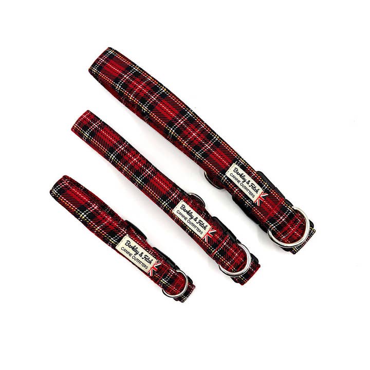 Red Tartan Dog Collar for wholesale by Barkley and Fetch