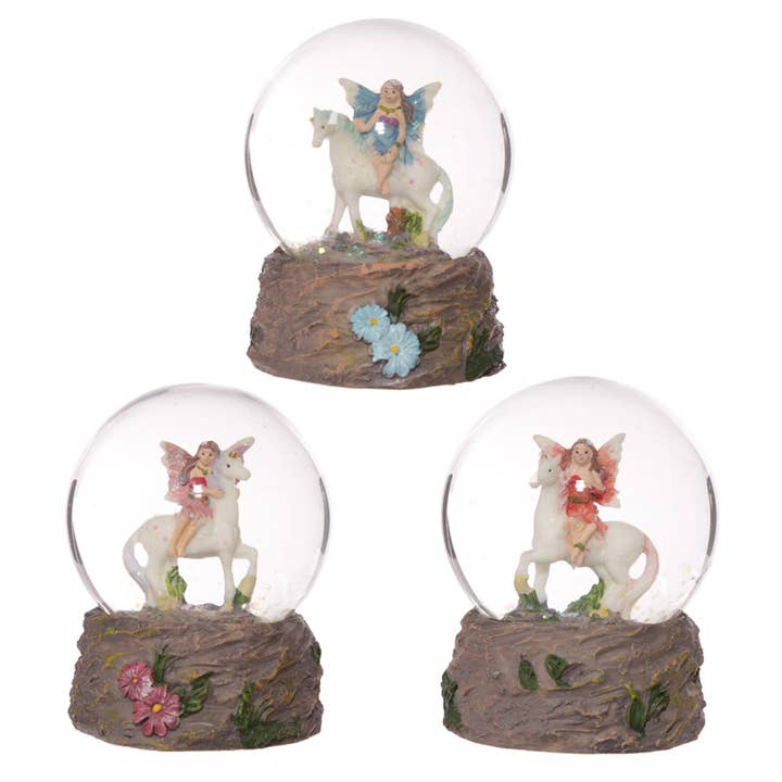 Puckator Ltd - Wholesale Snow Globe - Flower Fairy Riding Unicorn Snow Globe