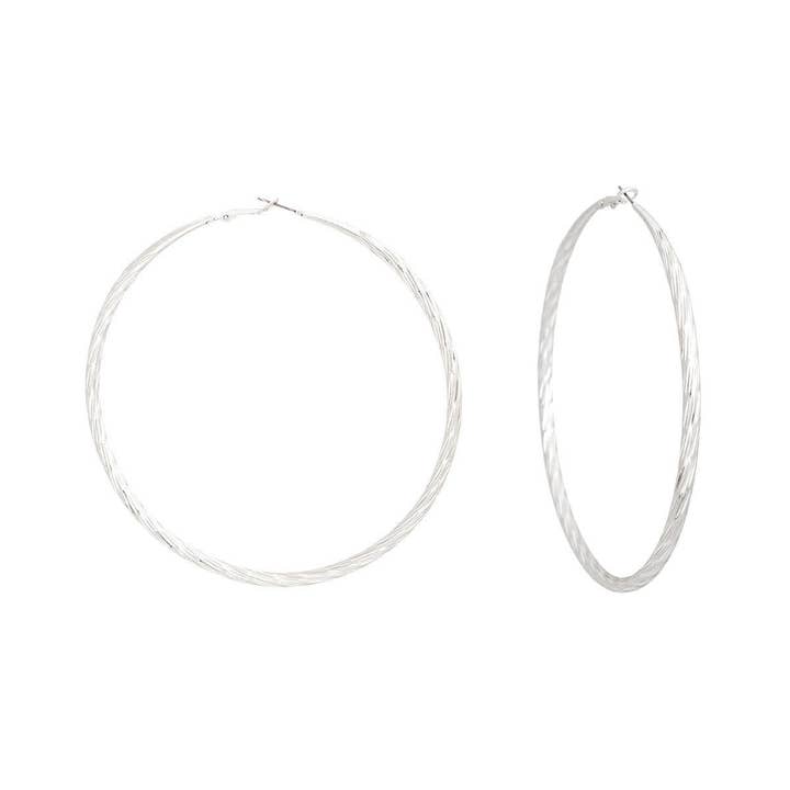Hoops Large Silver Angled Cut Earrings for Women for wholesale on Faire