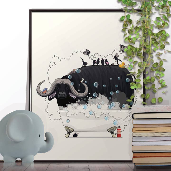 Buffalo dans le bain. Print Home Décor, salle de bain pour la vente par In The Washroom