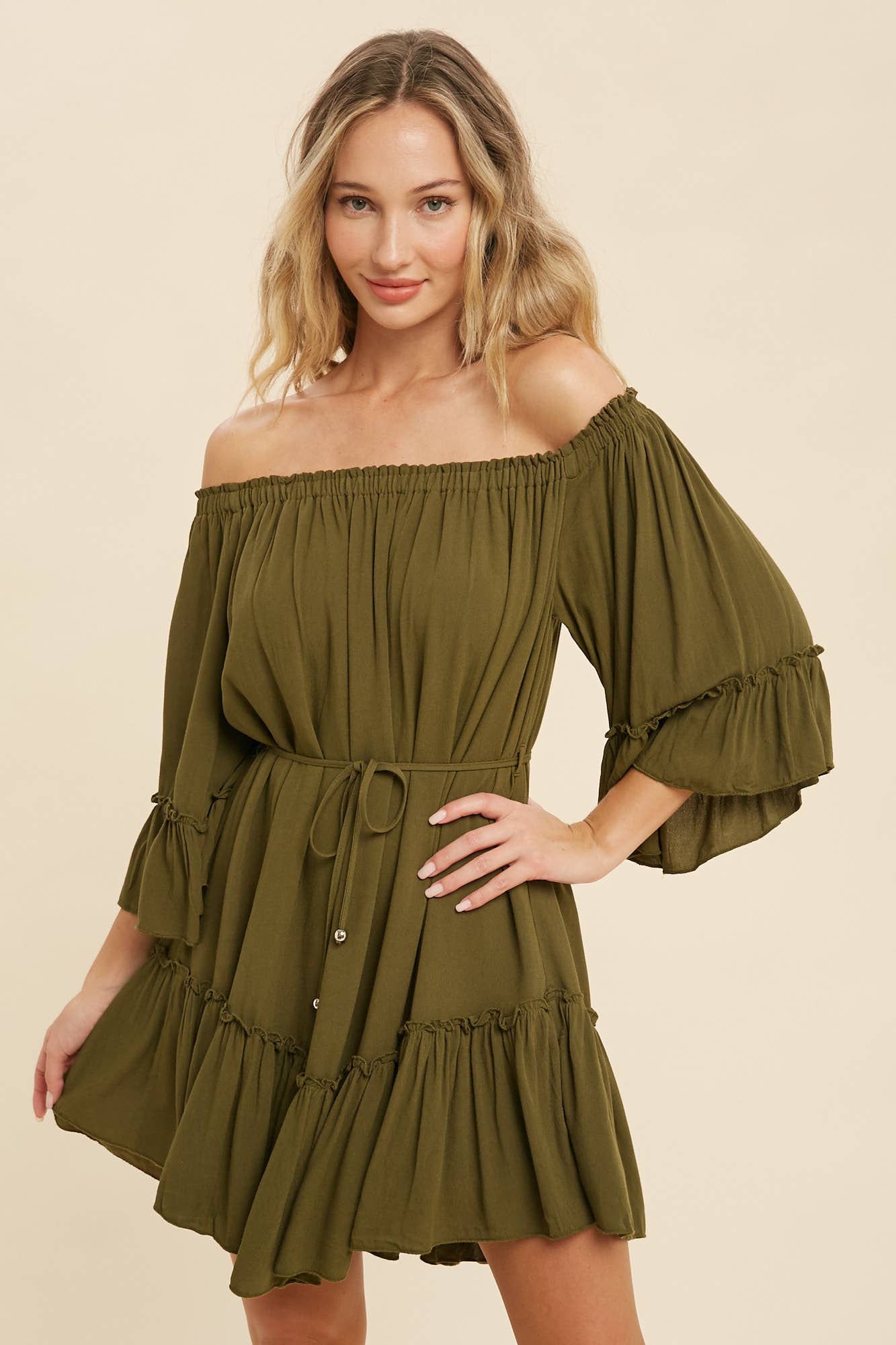 Bluivy - Wholesale Dress - Women's - RUFFLED SOLID BOHO DRESS21