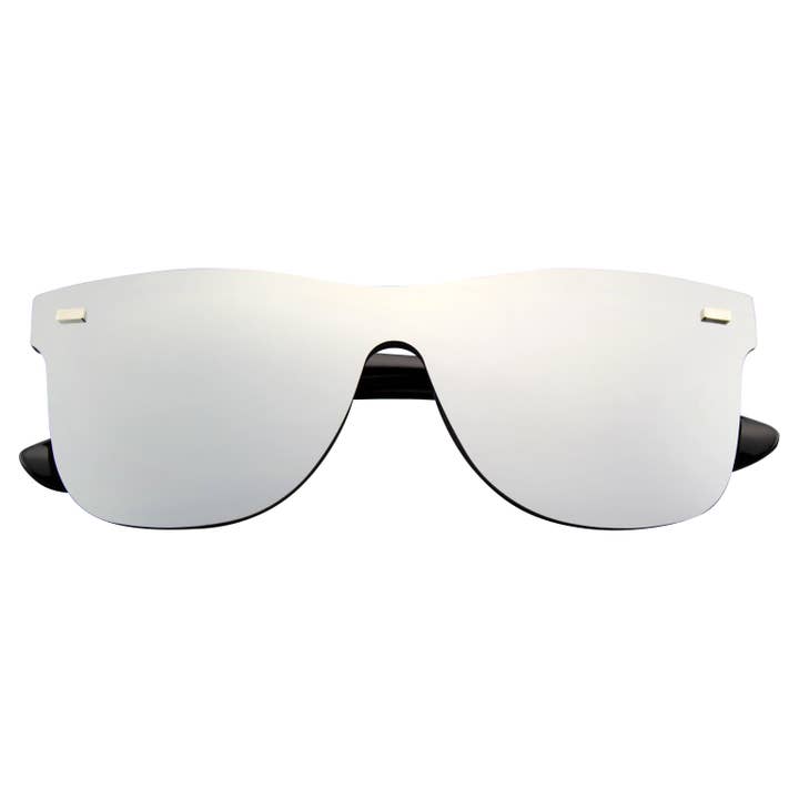 Modern Retro Horned Rim Flat Mirrored Lens Sunglasses for wholesale by Emblem Eyewear