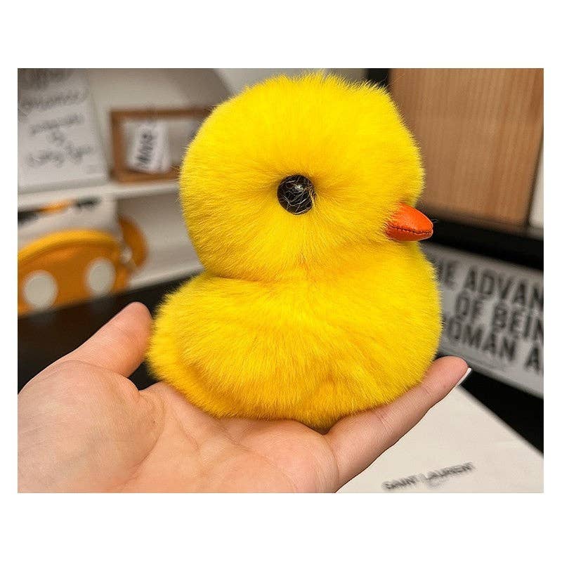 Jaune Joli porte-clés en fourrure de lapin Swimming Duck Rex en vente sur Faire5