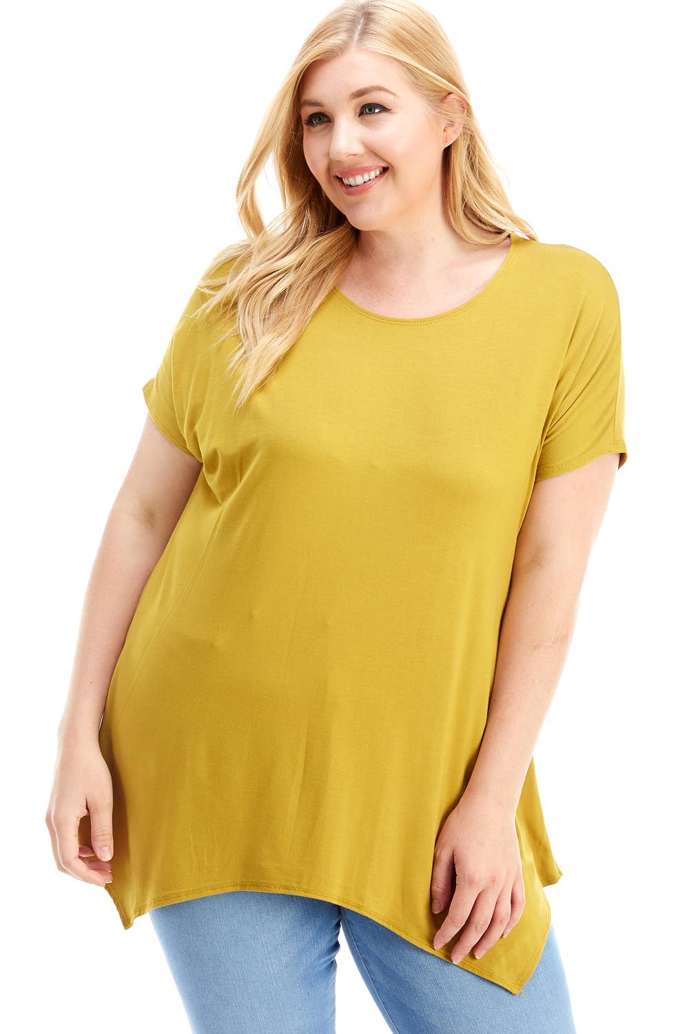 Azules Clothing - Wholesale Tunic - Women's - ATP-2307RSX Plus Size Asymmetric Short Sleeve Tunic62