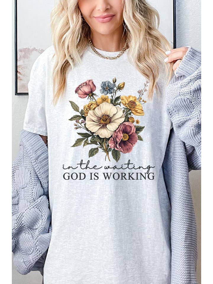 COLORBEAR - Wholesale T-shirt (graphic) – unisex - God is Working Vintage Floral Heavy Cotton Tee1