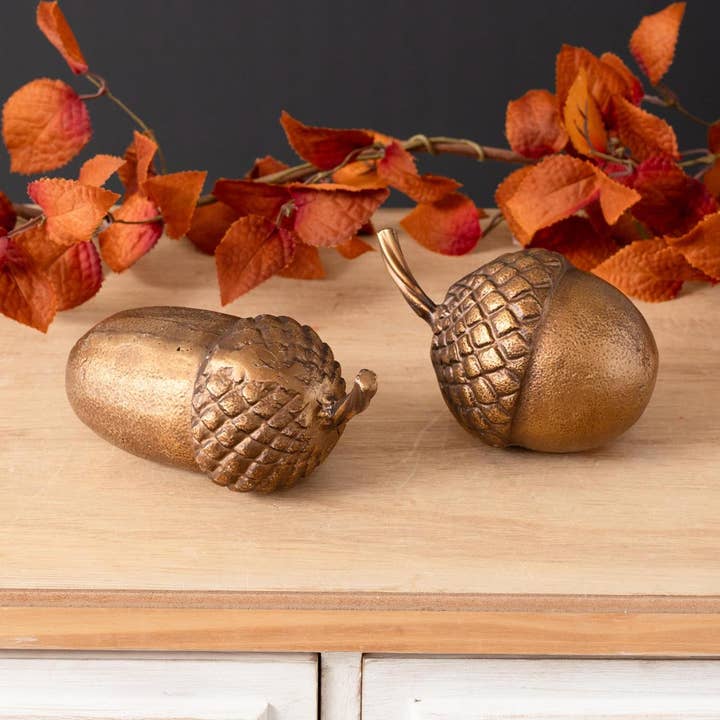 Brass Finish Acorn Accents (Pk/04 Ast) for wholesale by Audrey's Home & Gift