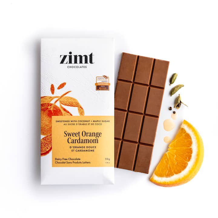 Sweet Orange Cardamom Milkless Way for wholesale by Zimt Chocolates