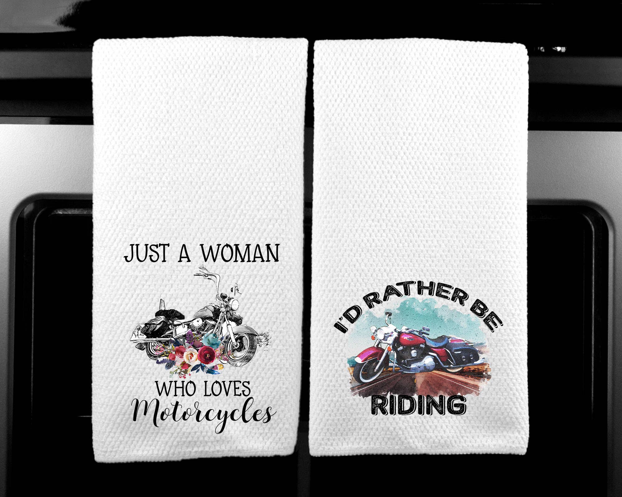 Dasha Alexander - Wholesale Tea Towel - Motorcycle Set of 2 Waffle Weave Microfiber Kitchen Towel0