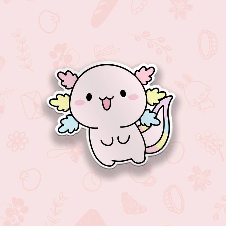 Tri-Color Axolotl Vinyl Sticker for wholesale by Pineberry Paper