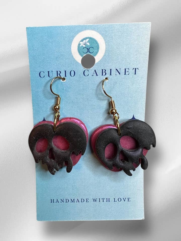 Poisoned Apple Skulls - Polymer Clay Earrings for wholesale by Curio Cab