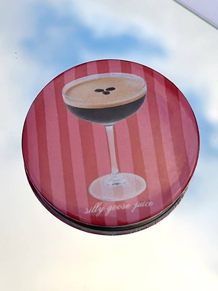 Silly Goose Juice Espresso Martini Pinback Button for wholesale by SHOP GASCO