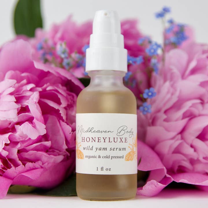 Biologische wilde yamolie | Balancerend serum | Kuisboombessen | Handgemaakt, geurvrij voor vrouwen | Kleine batch, glazen pompcontainer voor wholesale door Midheaven Body