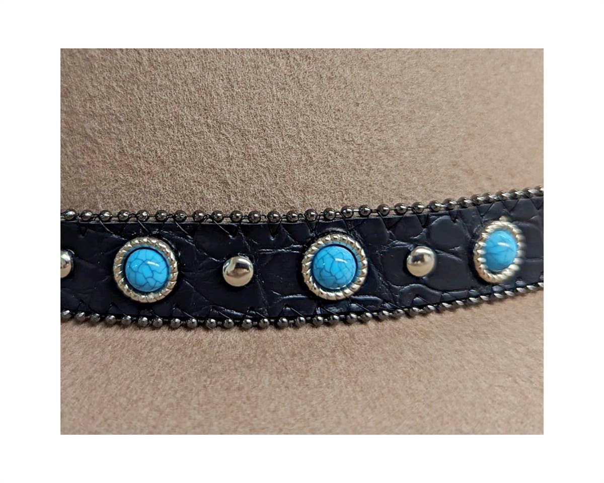 DNMC – wholesale Cowboyhatt - Dam – Australisk ullgamblerhatt + turkosa stenar9