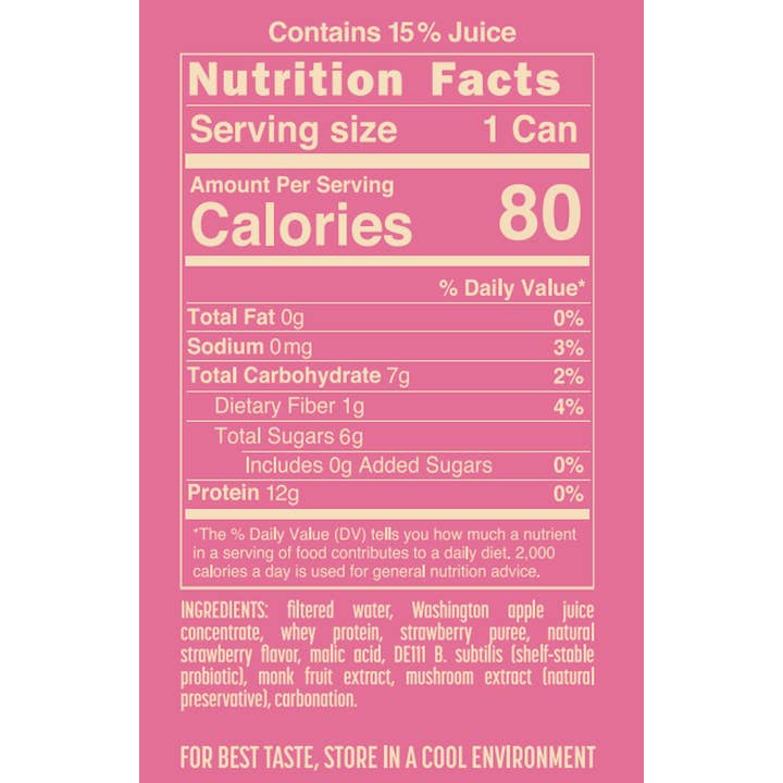 Good Wolf Beverages - Wholesale Soda/Carbonated Drink - Strawberry Strength Probiotic Protein Soda - 12oz 4