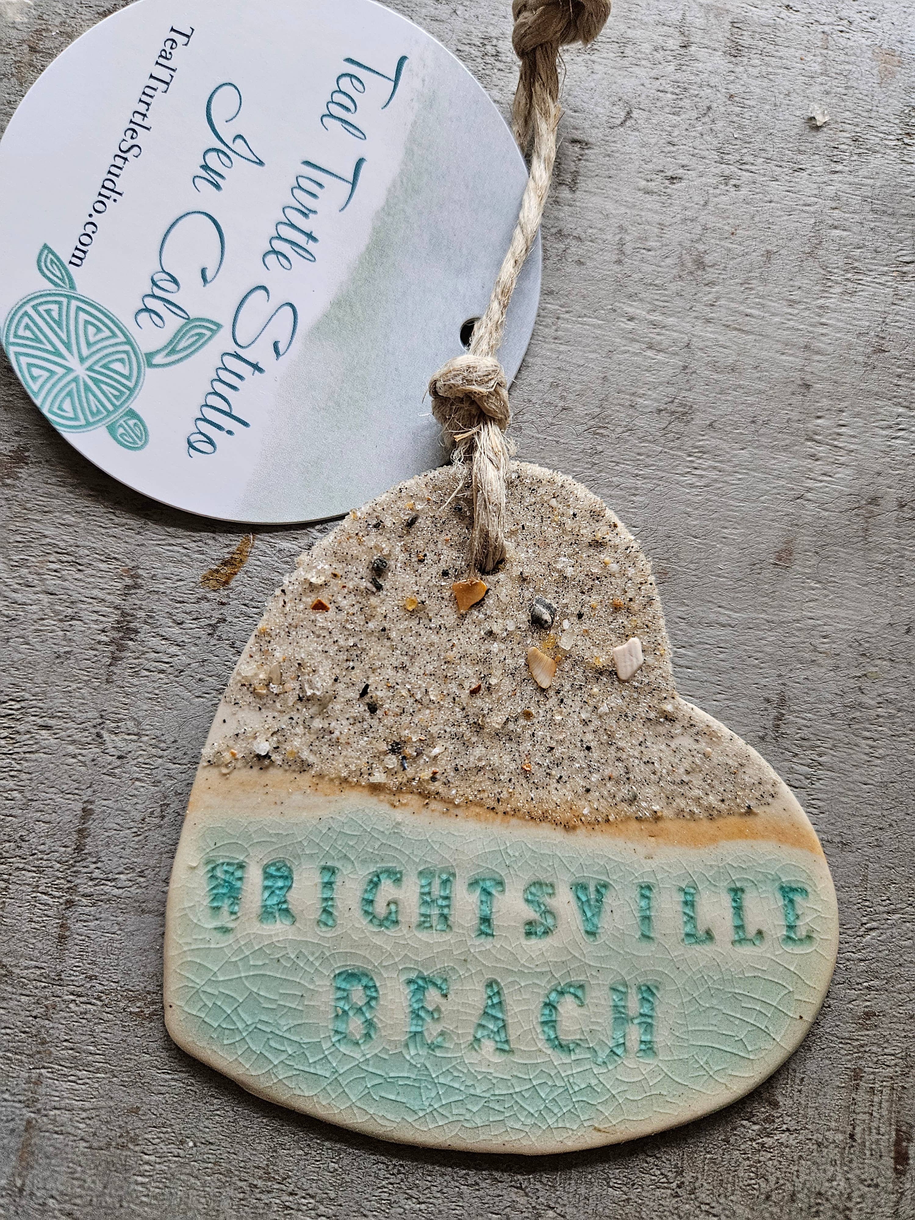 Teal Turtle Studio - Wholesale Ornament - Custom Sandy Hearts Ceramic Beach Lovers Ornament1