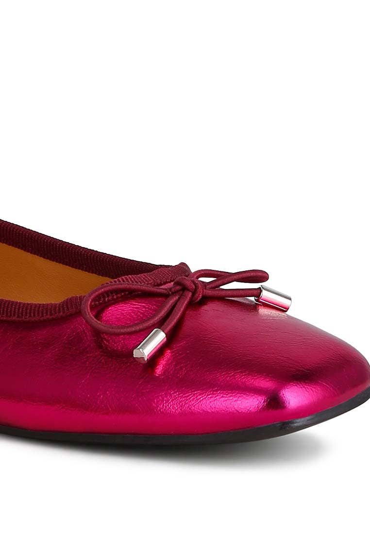 Rag Company - Vente Ballerines – femme - Ballerines à nœud en cuir métallisé Primrose2
