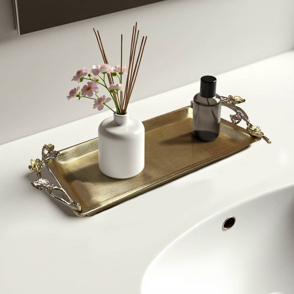 Decozen - Wholesale Decoratief dienblad - Wilde Bloem – Artistiek Decoratief Huisaccessoire Handgemaakte Badkamer Vanity Tray2