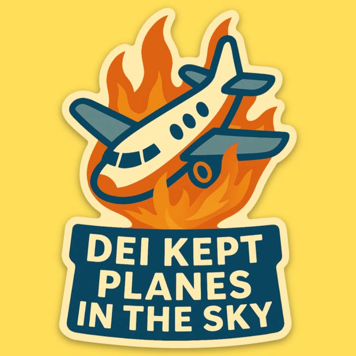 'DEI Kept Planes In The Sky' Sticker for wholesale by Wicked Clothes
