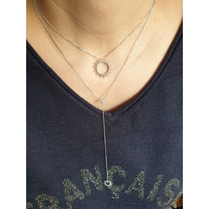 SIUKA – wholesale Hänge-/berlockhalsband – Rodium-plated 925/1000 silver ”Sun” halsband4