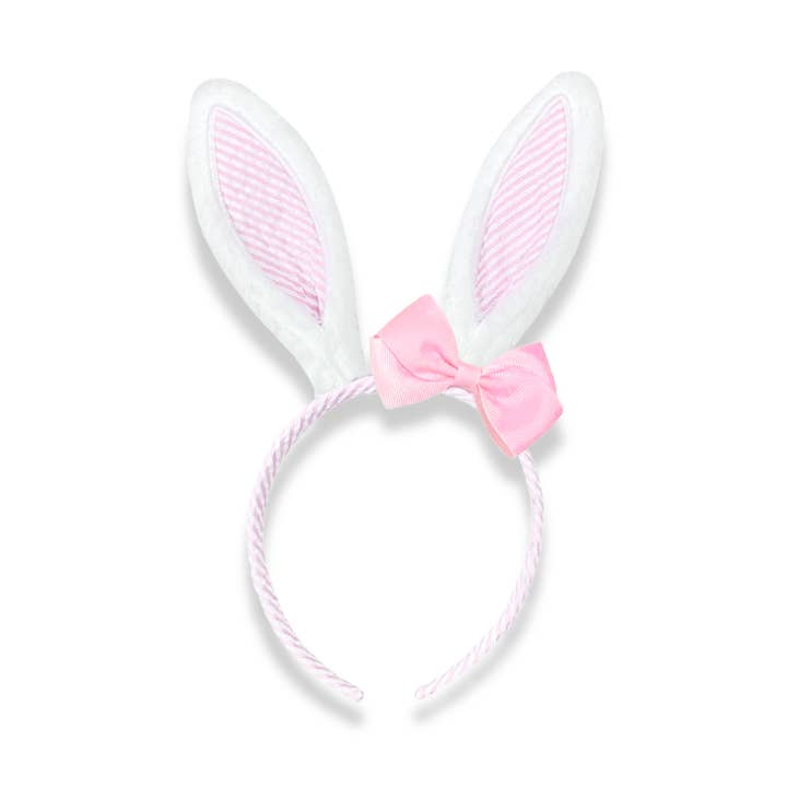 2026 Seersucker Bunny Ears (Blue, Pink) for wholesale by Bits & Bows