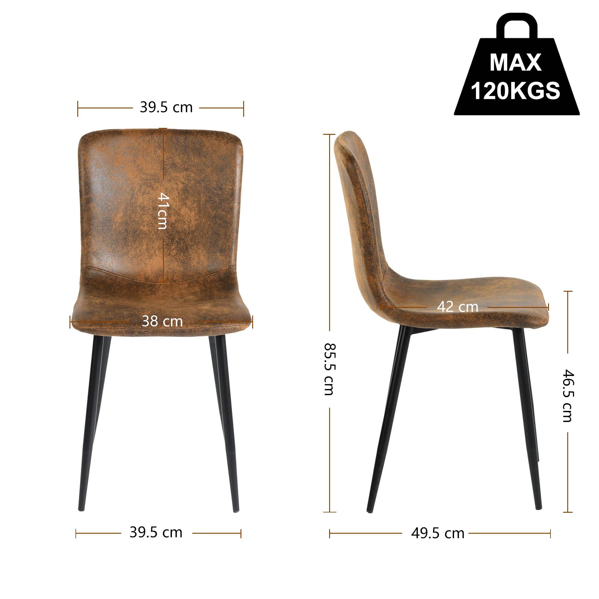 Urban Meuble - Wholesale Chair - Set of 4 vintage brown suede dining chairs with black legs SCARGILL SUEDE NL 4PCS13