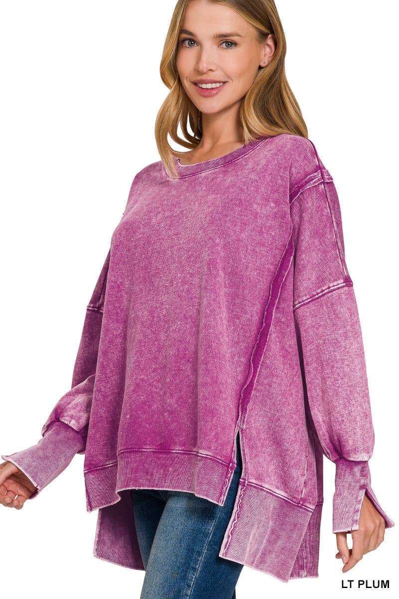 42POPS - Wholesale Sweatshirt - Women's - Split Cuff Washed Oversized Sweatshirt14