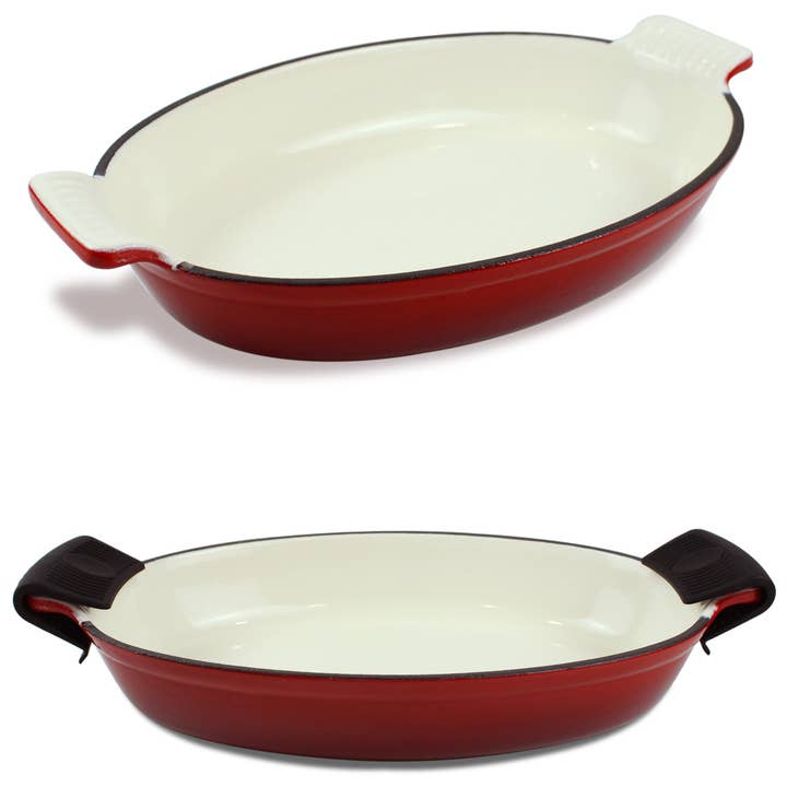 Teglia ovale in ghisa smaltata da 1,58 Qt (1,5 L), teglia per lasagne per la vendita all'ingrosso da parte di Crucible Cookware