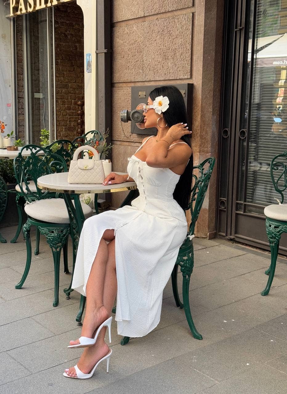 Standpoint Top – wholesale Dress – Women's – The Riviera Charm Lace-Up Midi Dress Summer Romance - 12027