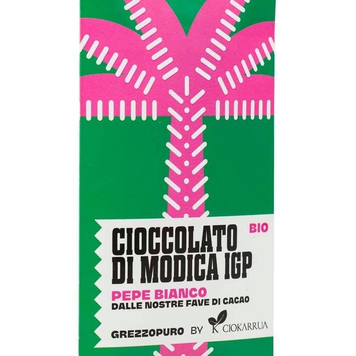 Cruzzopuro, cioccolato di Modica IGP con pepe bianco, 50 g, per la vendita all'ingrosso da parte di Ciokarrua