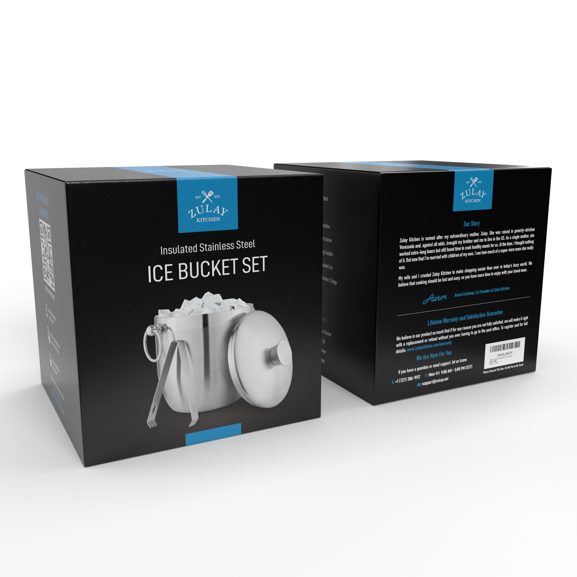 Zulay Kitchen - Wholesale Ice Bucket - DoubIe-Walled Insulated Ice Bucket with Tongs - 3 Liter2