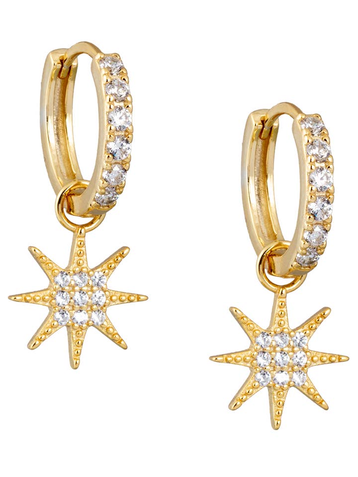 White Zirconia hoops with charms for wholesale by Atelier18