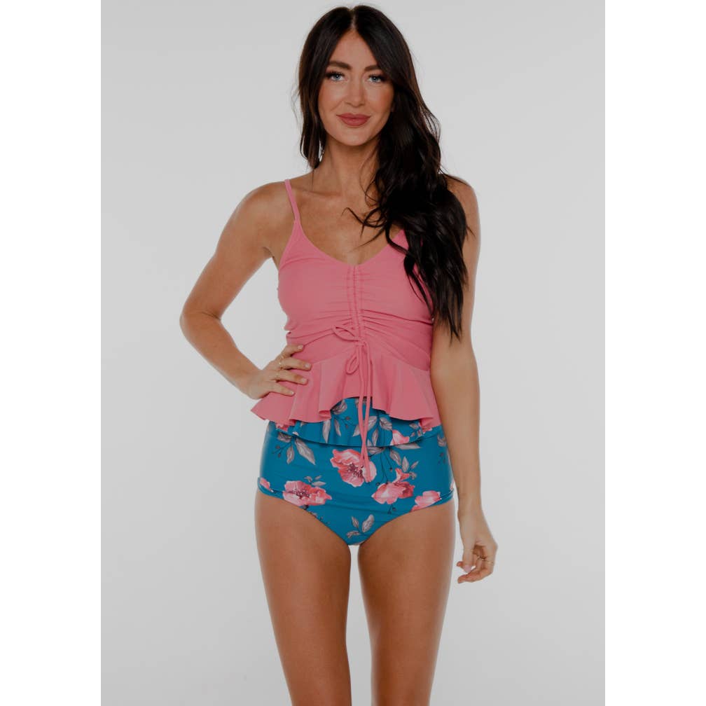 Pink Peplum Drawstring Top for wholesale by Coral Reef Swim