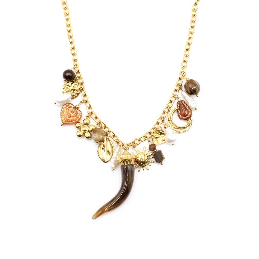 Reference Mode - Vente Colliers à pendentif - Collier acier avec motif corne1