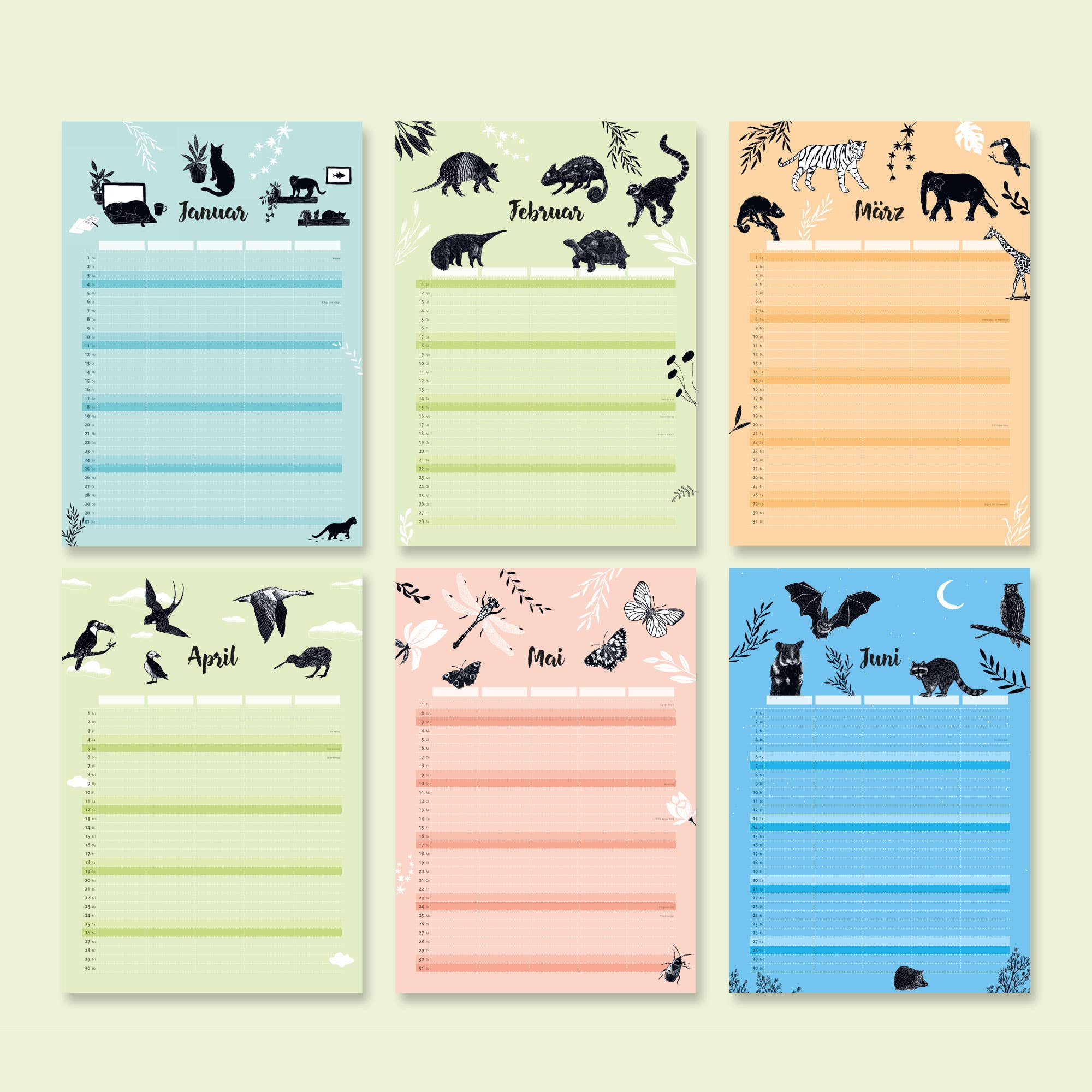 Katja Rub – Engroshandel Kalender – Årsplanlægger 2026 for dyreelskere – format A31