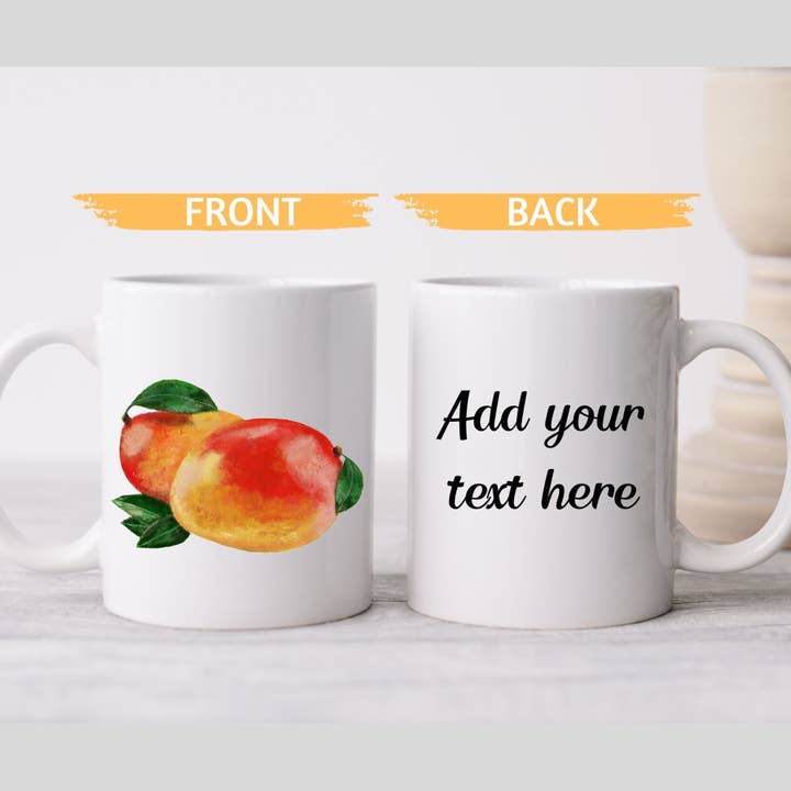 MerikaArt - Wholesale Coffee Mug - Vibrant Mango Mug with Tropical Fruit Art2