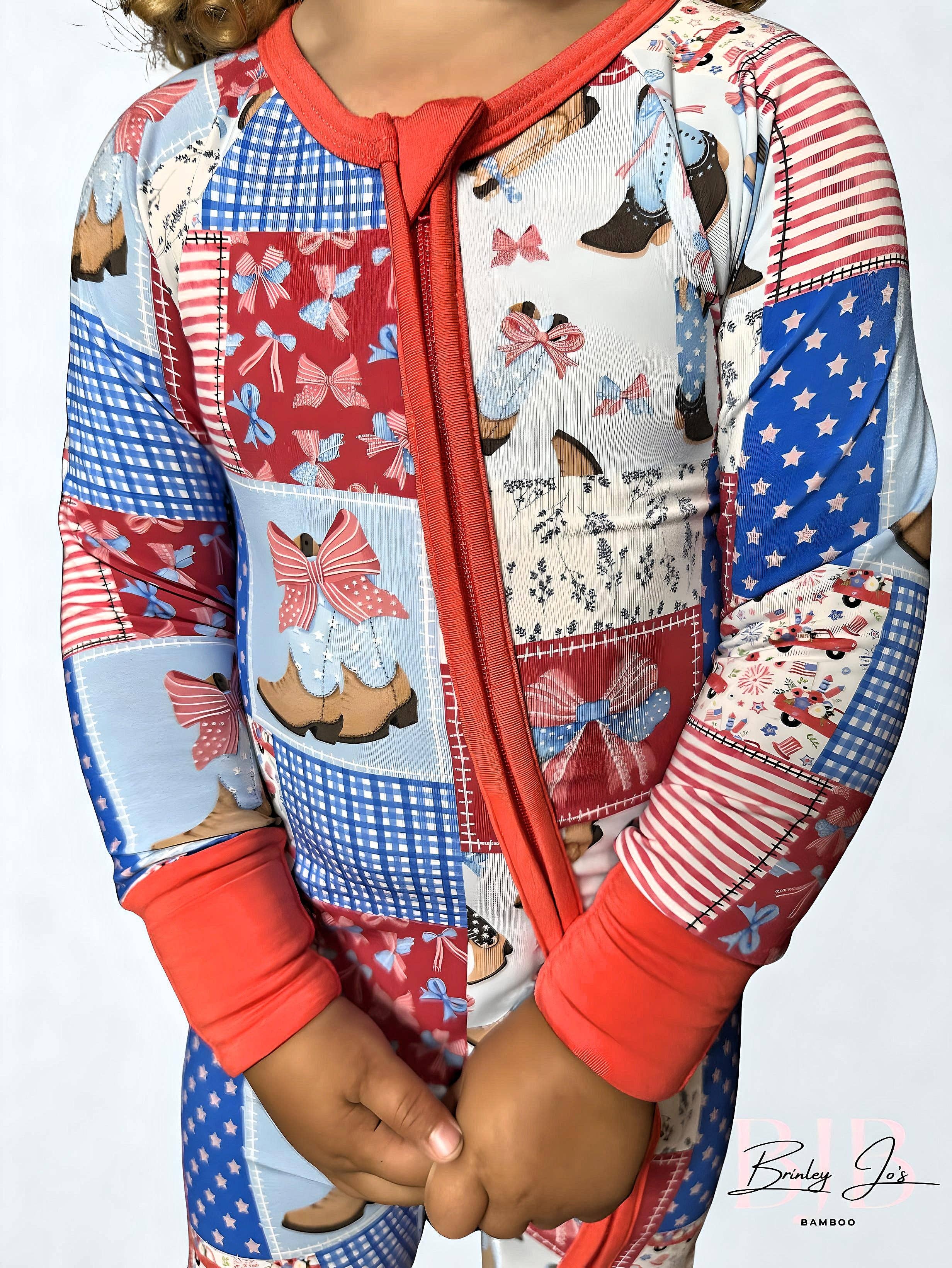Brinley Jo’s Bamboo - Wholesale Jumpsuit - Baby - Star-Spangled Sweetheart Bamboo Romper2