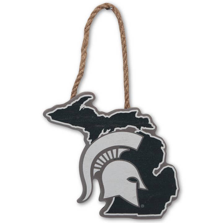 Michigan State University Logo Shaped Wood Sign for wholesale by Open Road Brands, LLC