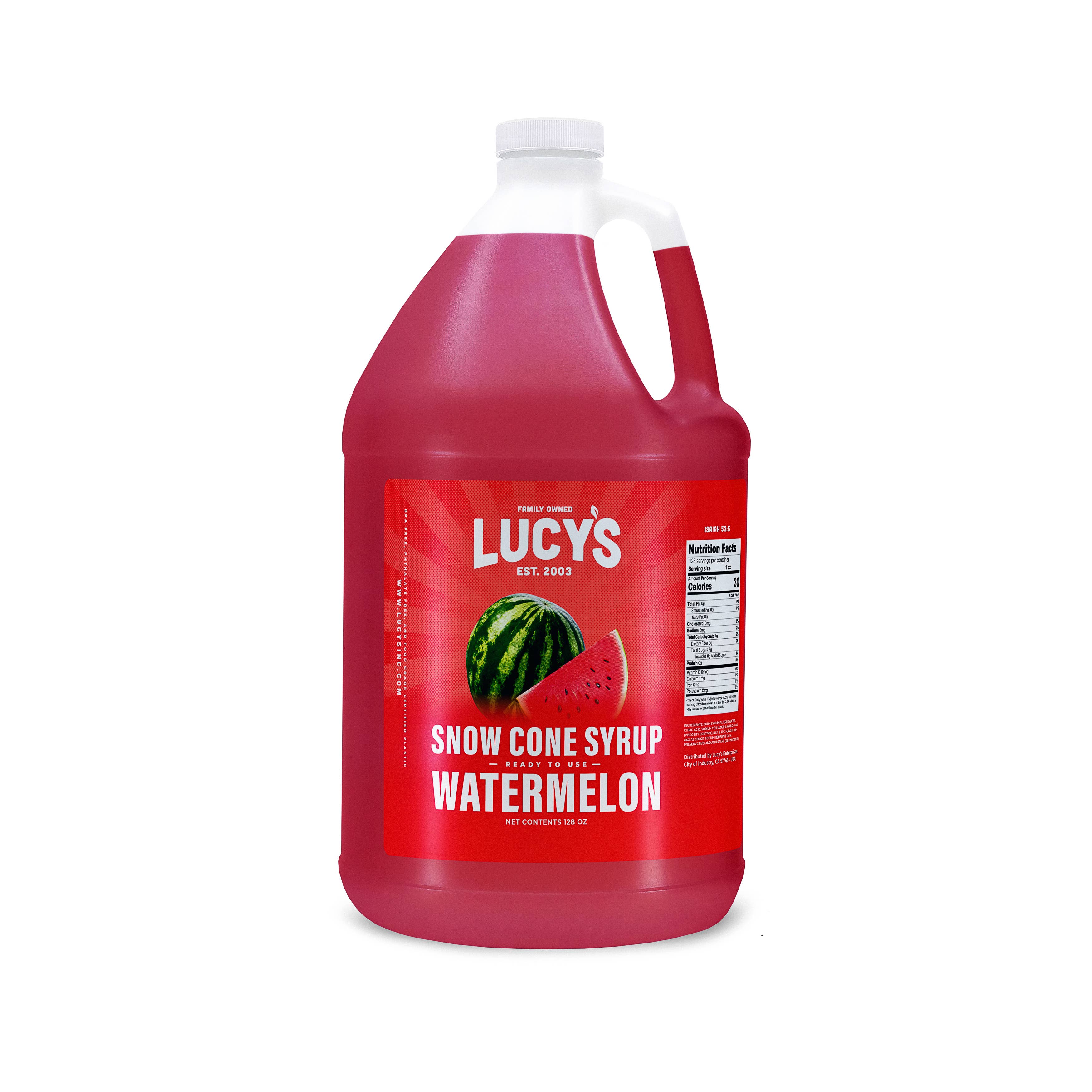 Lucy's - Wholesale Flavored Syrup - Watermelon Snow Cone Syrup - 128oz