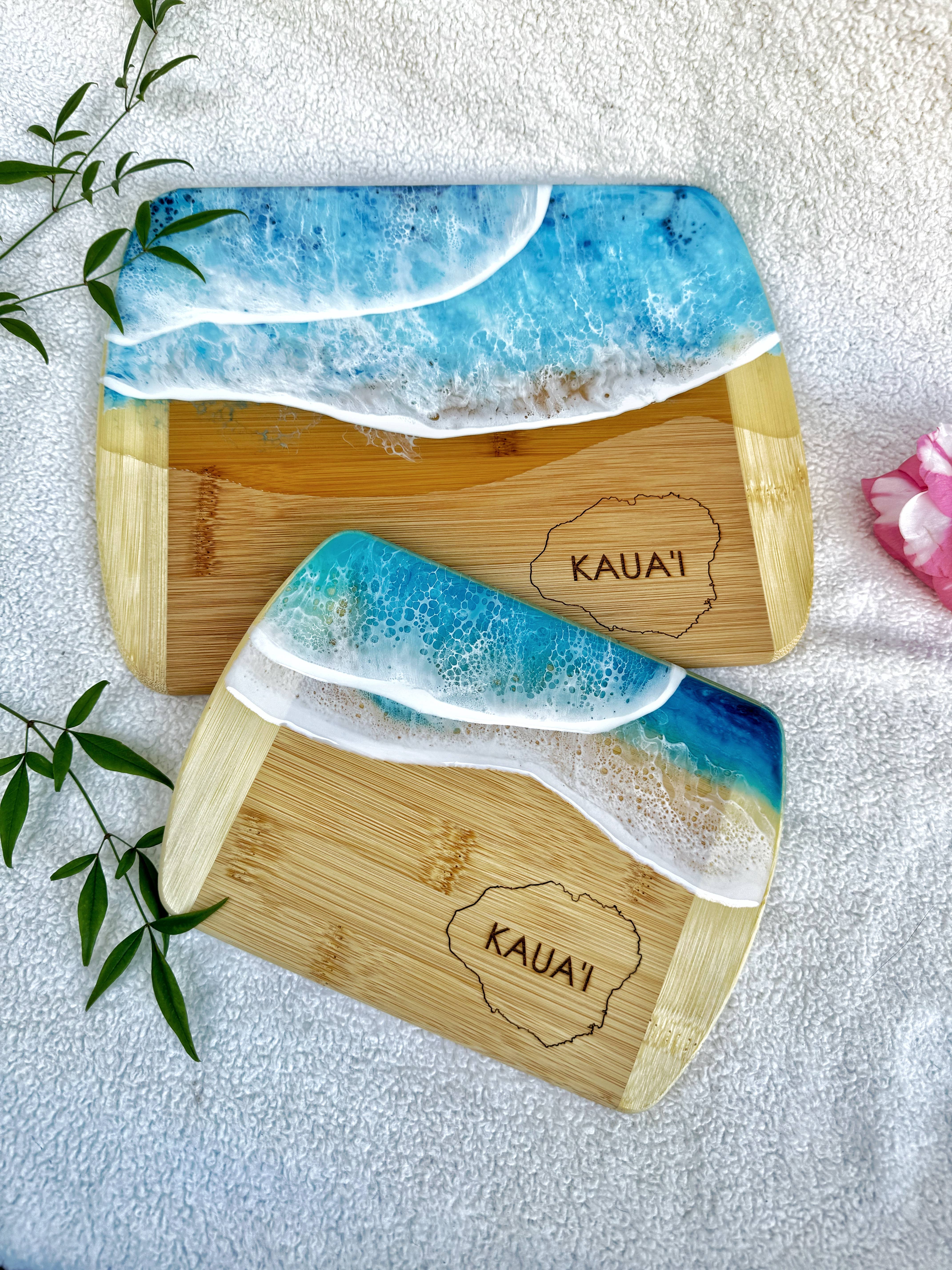 TBM Creations LLC - Vente Plateaux à fromage - NOUVEAU | Planche à charcuterie KAUAI Island Ocean | Planche à fromages13