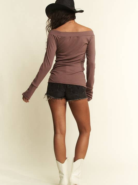 JADE BY JANE - Wholesale Knit Top - Women's - Solid Ribbed Off Shoulder Top38