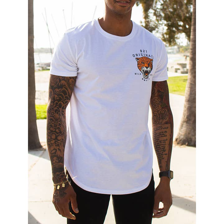 WILD STYLE DROP-CUT T-SHIRT - WHITE for wholesale by 021 Originals