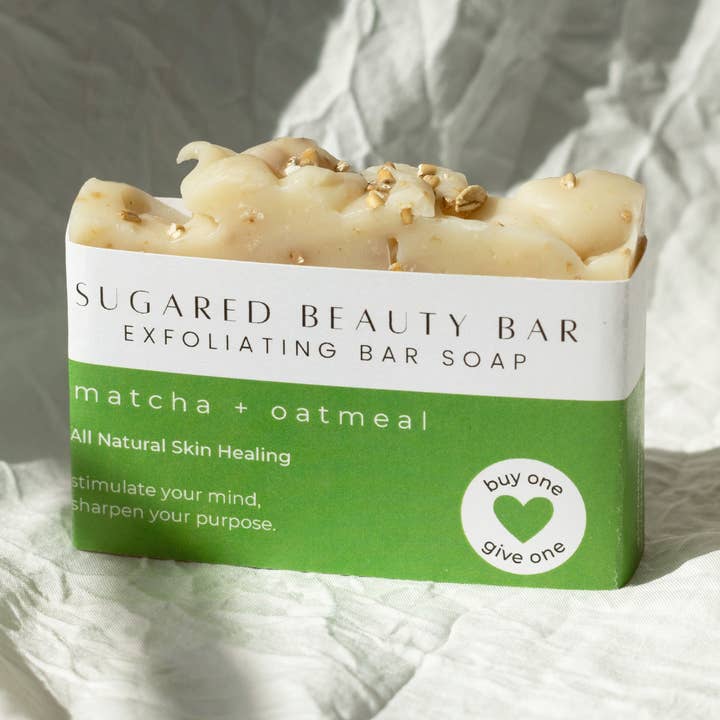 Sugared Beauty Bar - Wholesale Bar Soap - Matcha + Oatmeal Exfoliating Bar Soap0