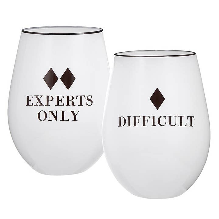 Face To Face Wine Glasses - Experts/Difficult - Set of 2 for wholesale by Santa Barbara Design Studio by Creative Brands