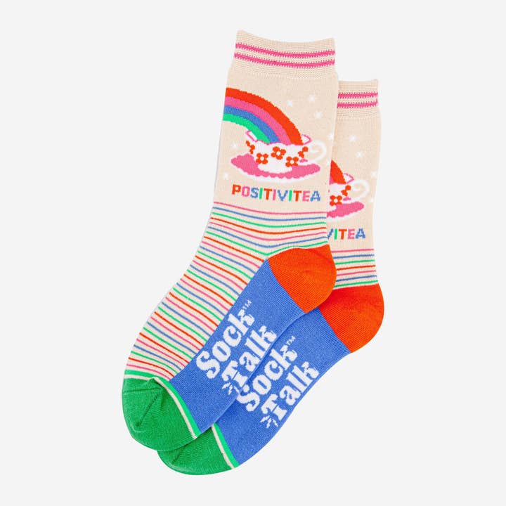 Sock Talk - Wholesale Socks - Women's - Women's Combed Cotton Ankle Socks- Cream, Positivitea2