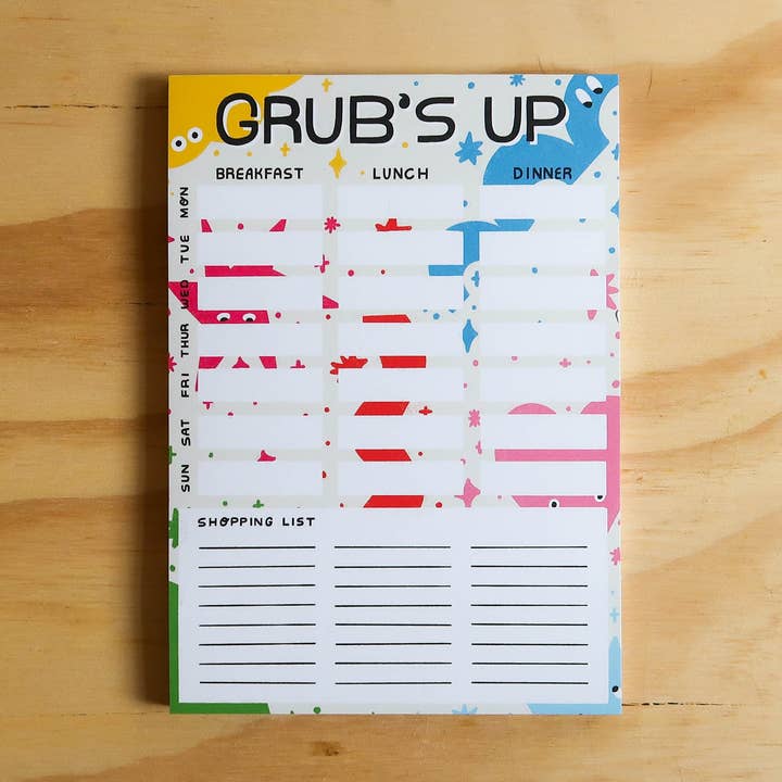 Grub's Up Meal Planner A5 Pad for wholesale by Finest Imaginary