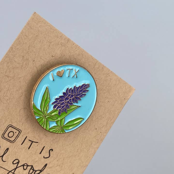 IT IS: All Goods - Wholesale Lapel Pin/Button - I Love Texas Bluebonnet | Enamel Pin2
